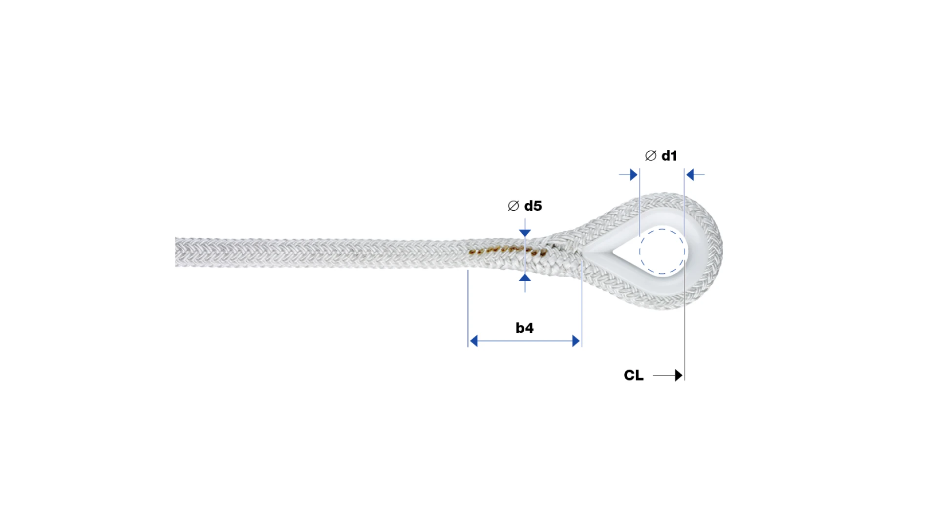 Loop with thimble spliced für Seil geflochten