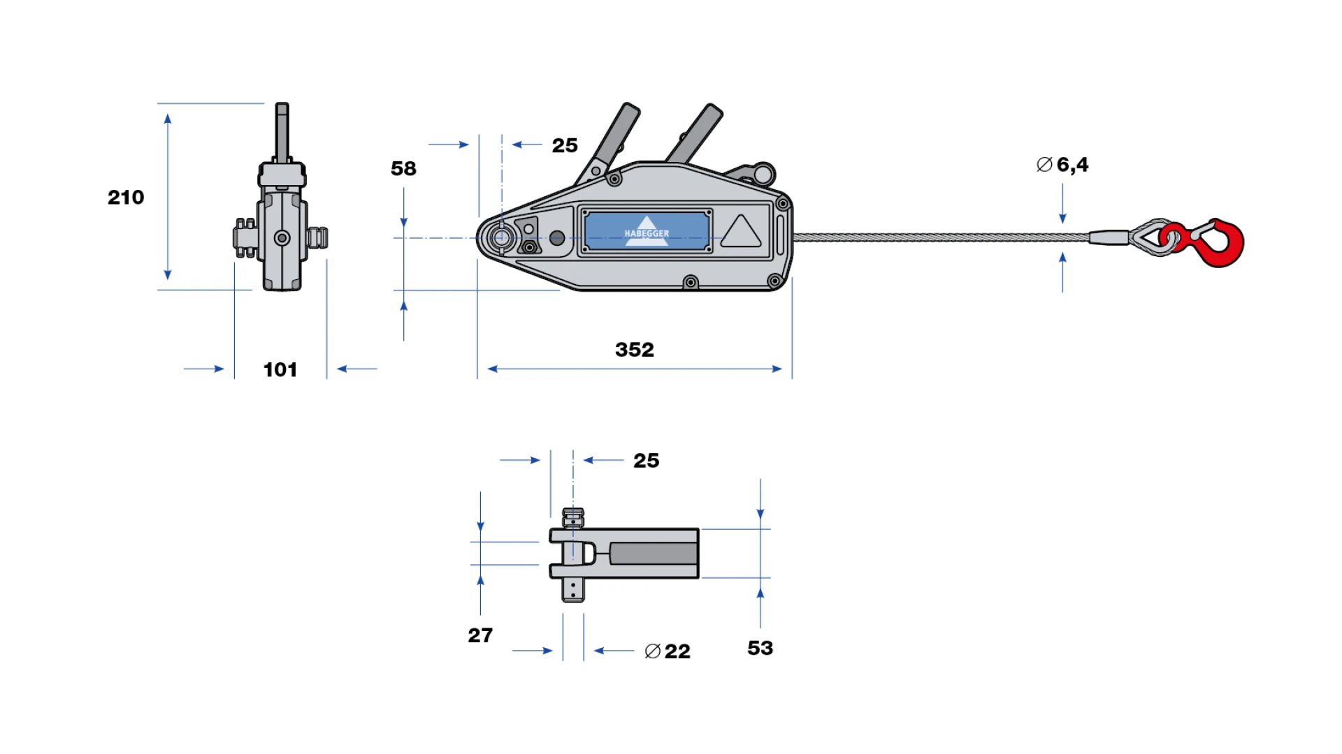 Habegger HIT-06 manual rope hoist  with lever tube