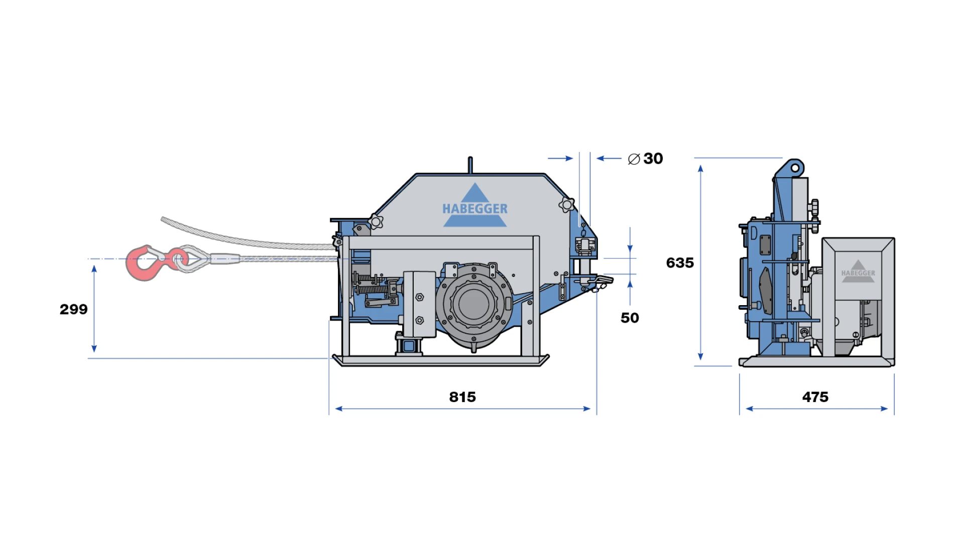 Habegger HIT-TRAC 32E electric motorized rope hoist