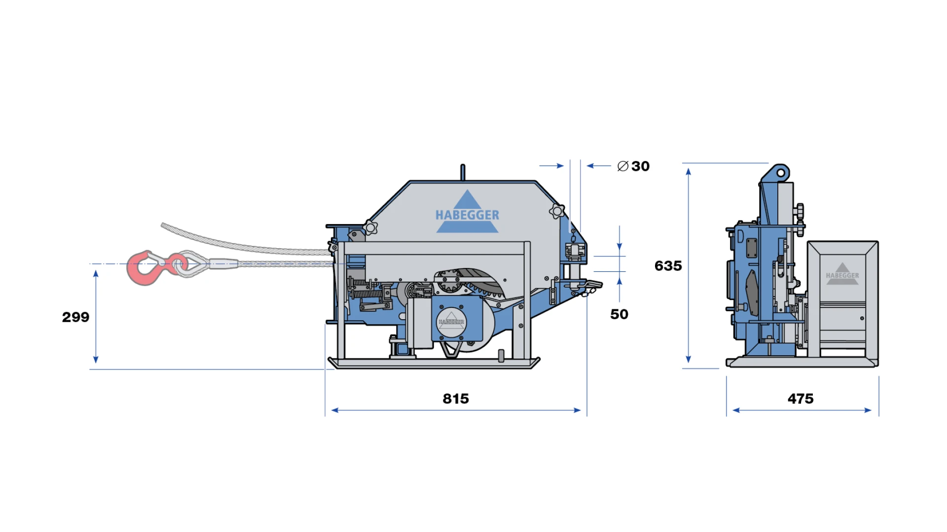 Habegger HIT-TRAC 32E neo electric motorized rope hoist