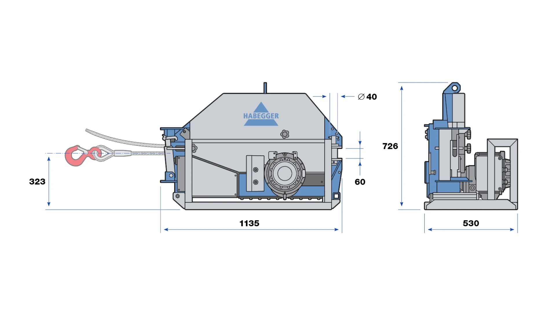 Habegger HIT-TRAC 64E electric motorized rope hoist