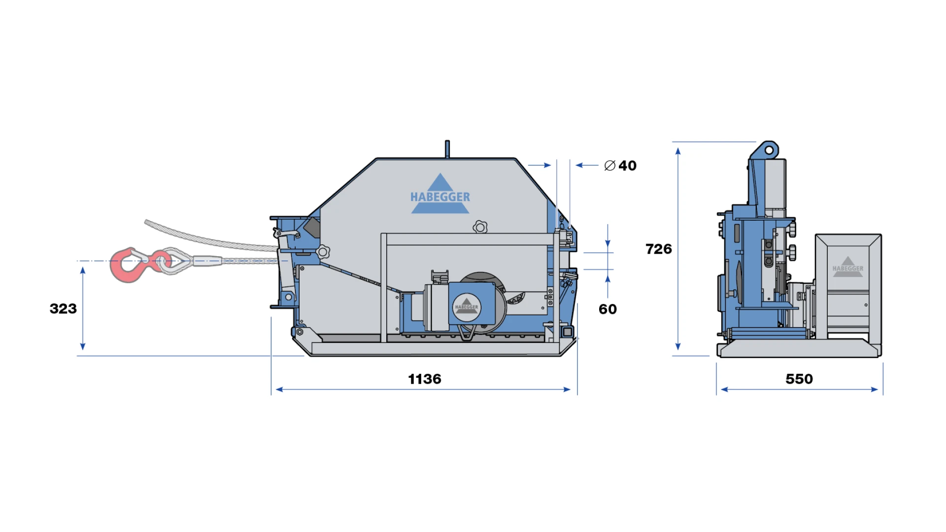 Habegger HIT-TRAC 64E neo electric motorized rope hoist