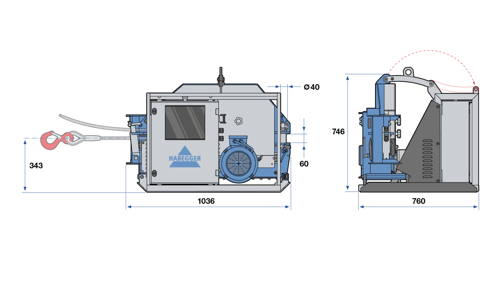 Habegger HIT-TRAC 64E servo electric motorized rope hoist