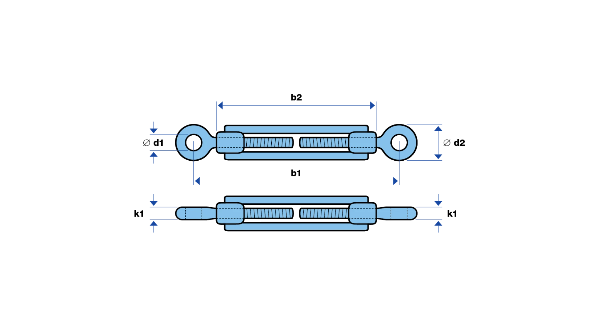 Turnbuckle with two eyes  metrisch