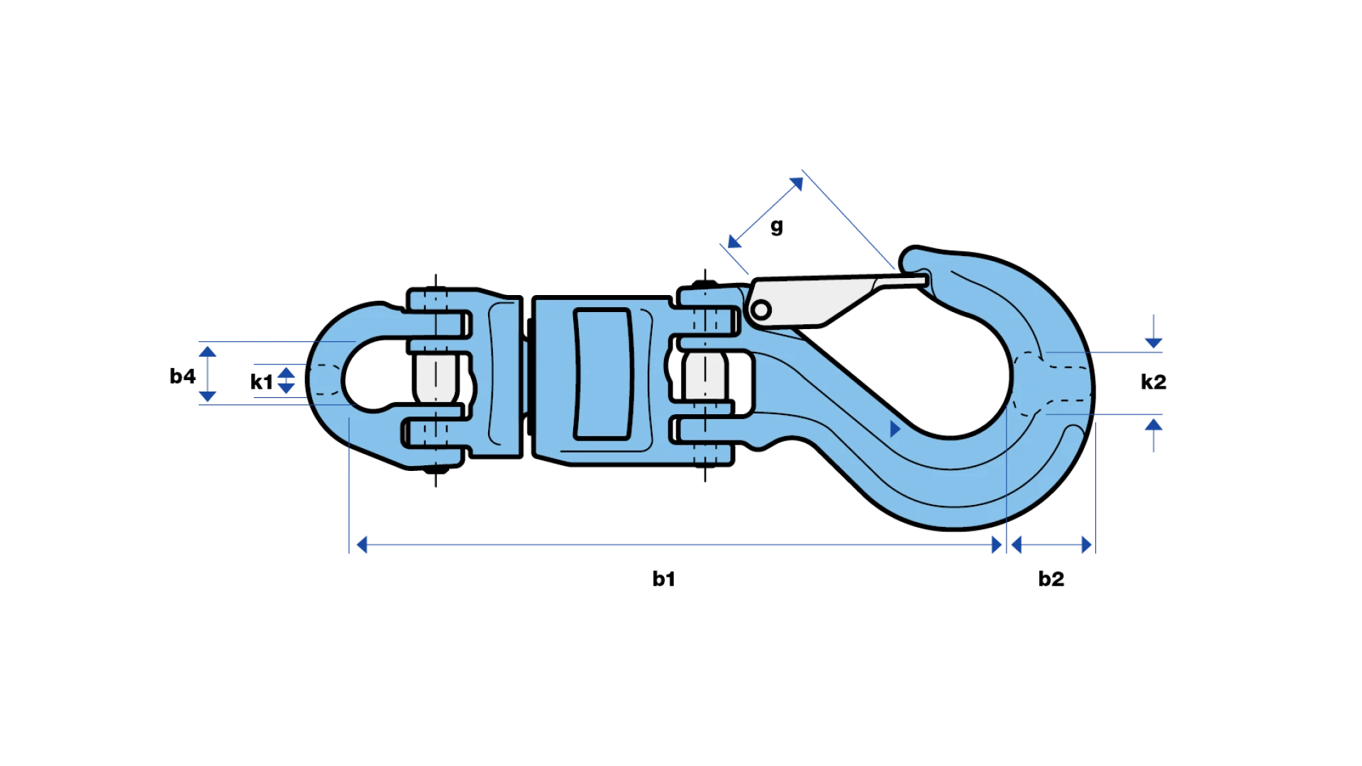 Insulated swivel with half cupling link and coupling hoist hook