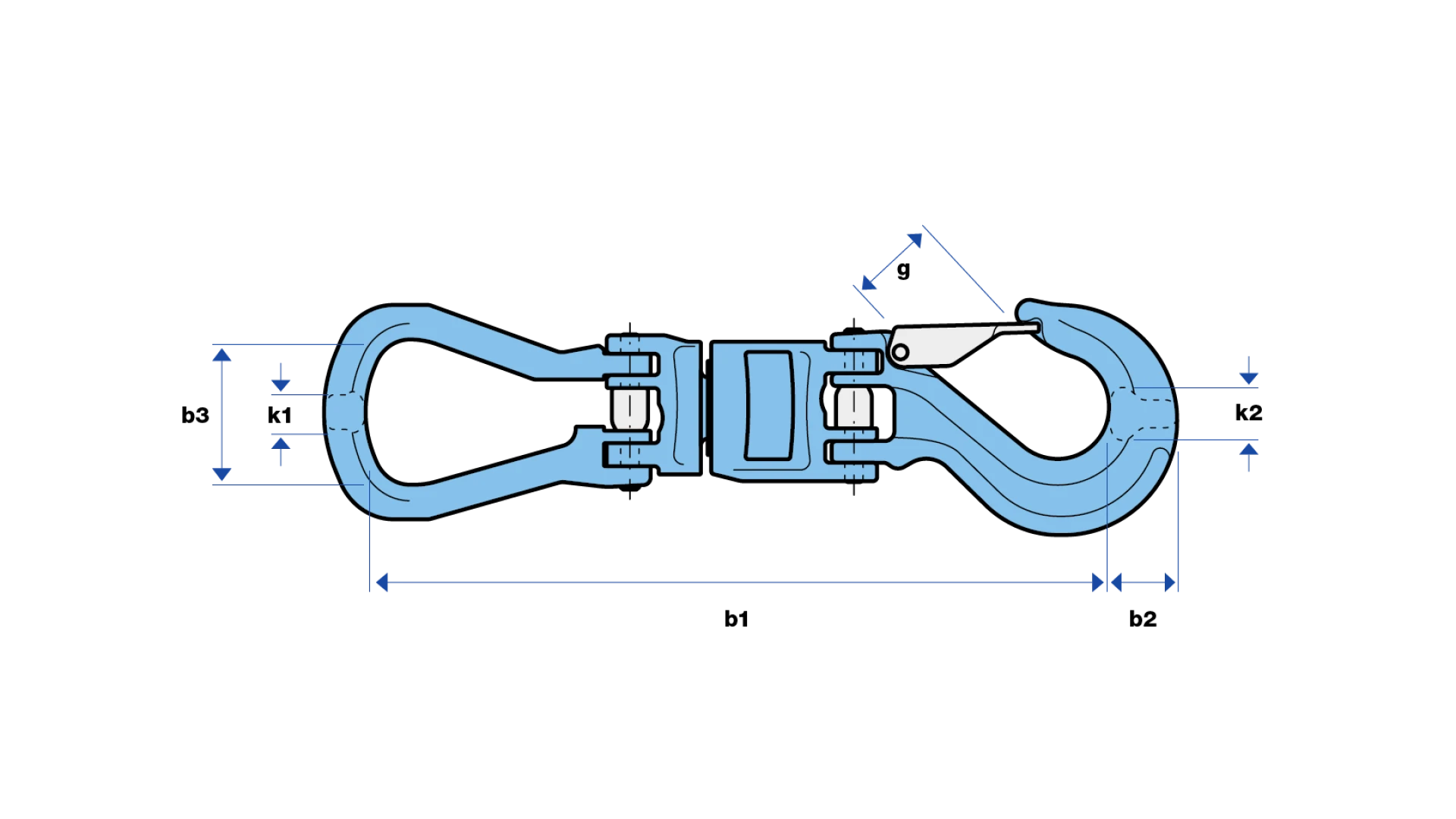 Insulated swivel with open master link and coupling hoist hook