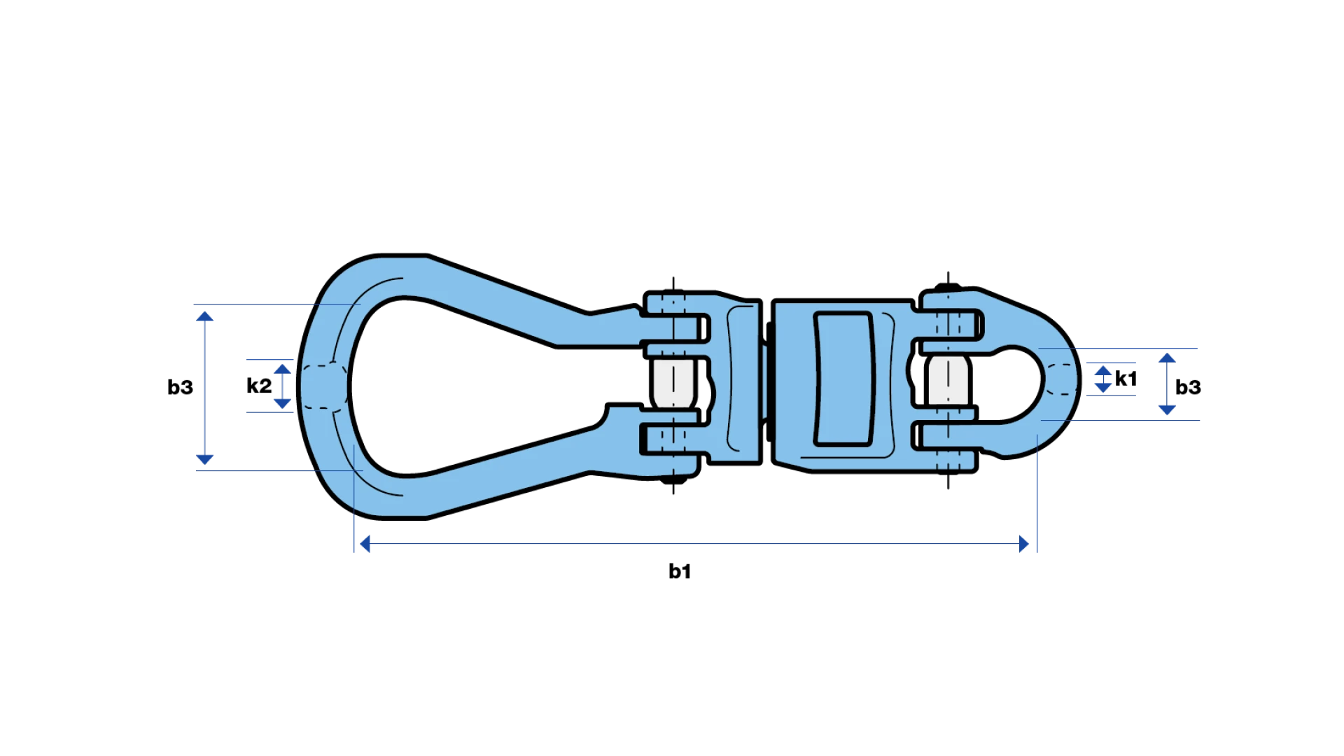 Insulated swivel with open master link and half coupling link