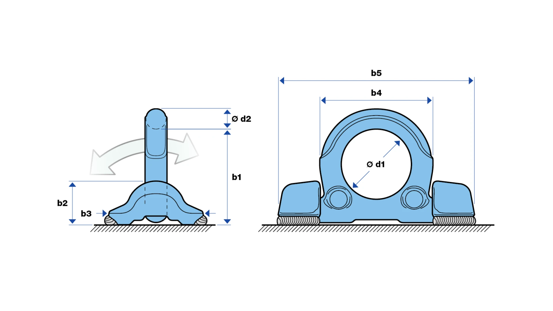 Weld-on lifting point 180° pivotable