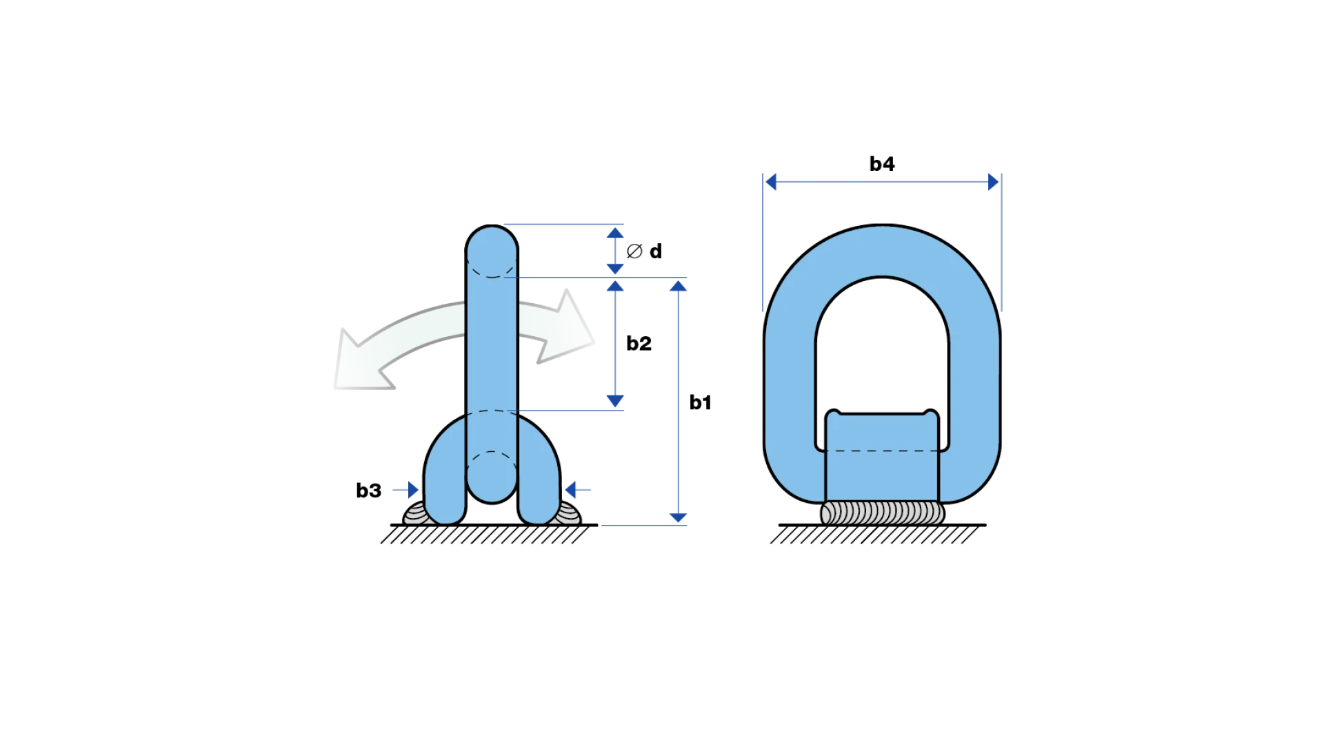 Weld-on lifting point for welding, 180° pivotable