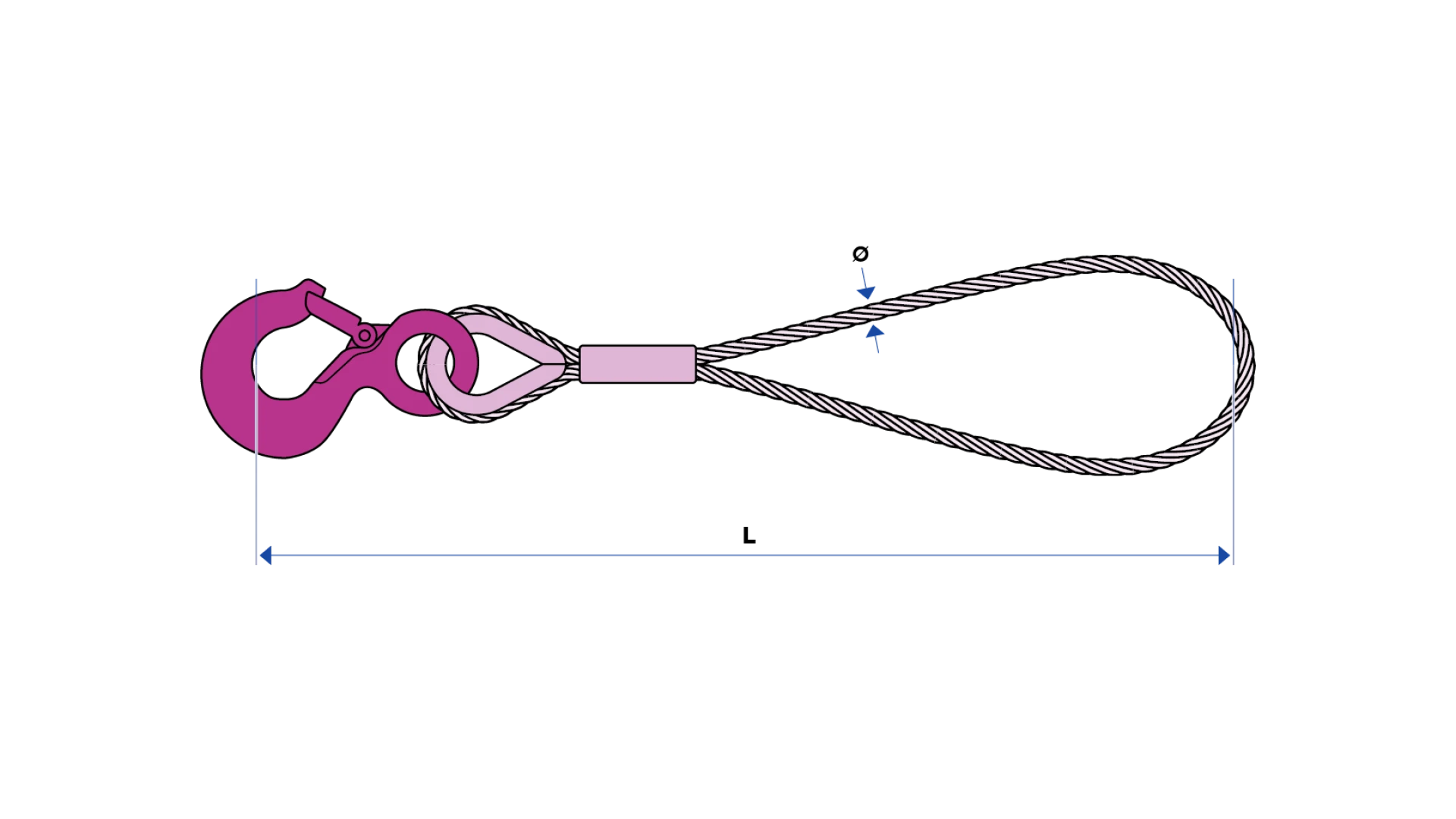 Double loop with hoist hook swaged