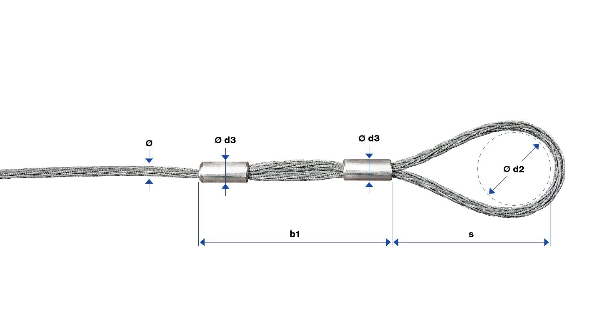 Loop with aluminium sleeve swaged