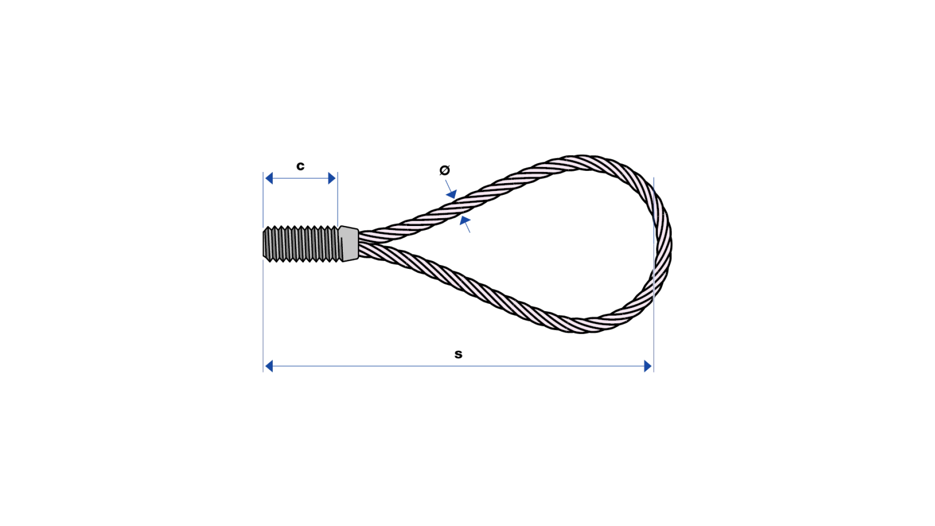 Rope eye with round male thread (Rd)